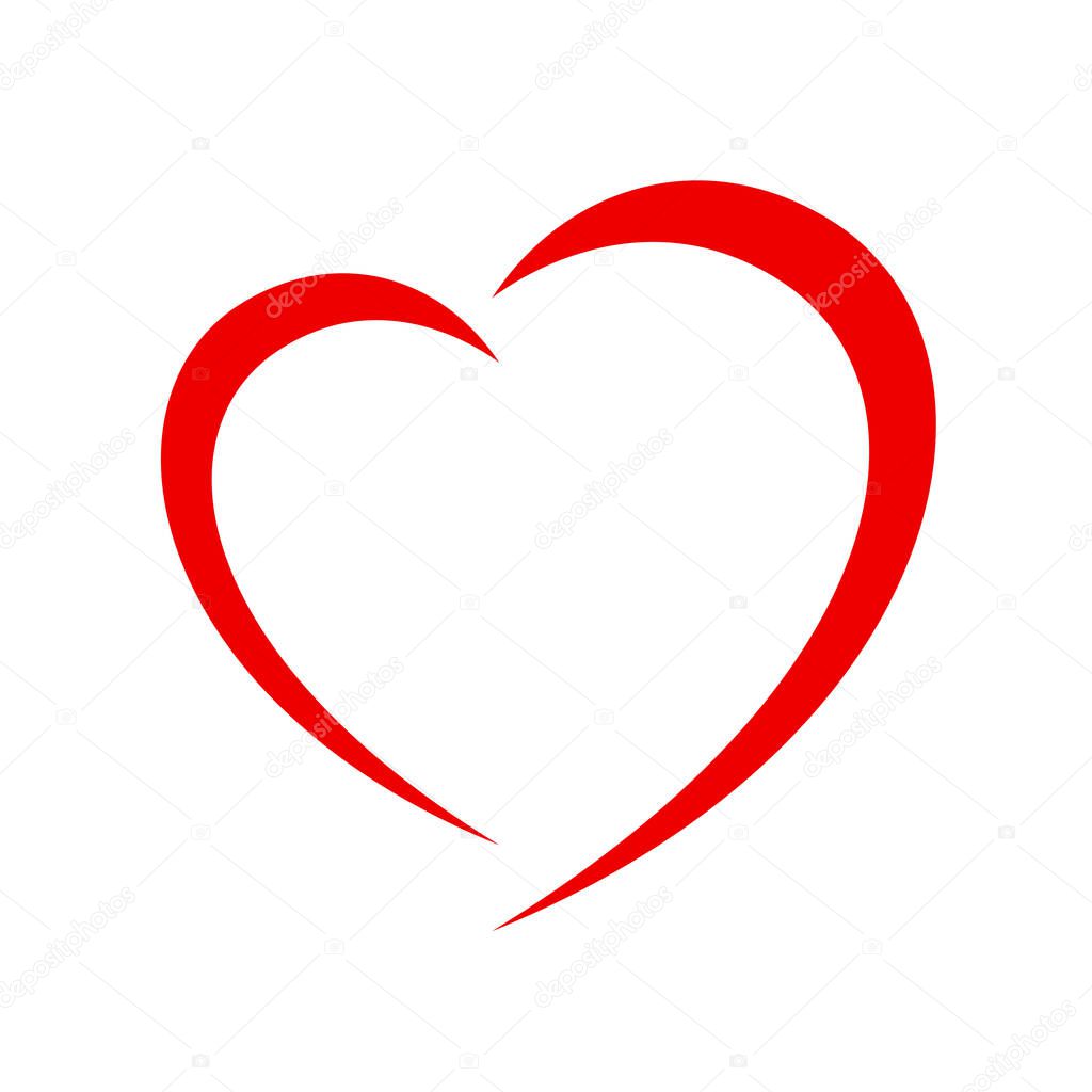 heart shape red isolated on white background, heart-shaped flat icon symbol, red heart shape for decoration valentine's card, heart shape for logo graphic design