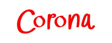 Corona kırmızı harfli yazı tipi, beyaz üzerine izole edilmiş, Corona alfabesi harfi harfi kırmızı, sanat çizgisi yazı tipi corona