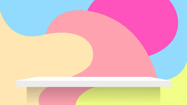 Dielenregal Weiß Auf Wand Kleckse Form Pastell Farbe Für Produktdisplay — Stockvektor