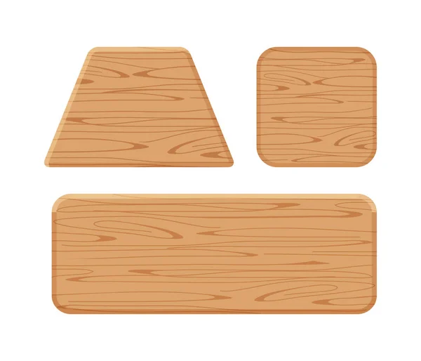 Holzplanke Verschiedene Kollektionen Isoliert Auf Weißem Hintergrund Trapezförmige Holzform Holzquadrat — Stockvektor