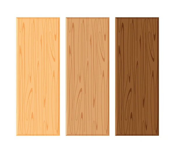 Tablero Madera Aislado Sobre Fondo Blanco Tablones Madera Marrón Varios — Vector de stock