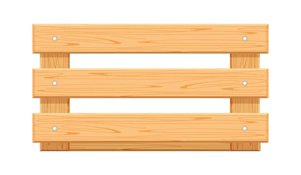 Cassa Legno Isolato Bianco Scatole Vuote Legno Stoccaggio Cassa Frontale — Vettoriale Stock