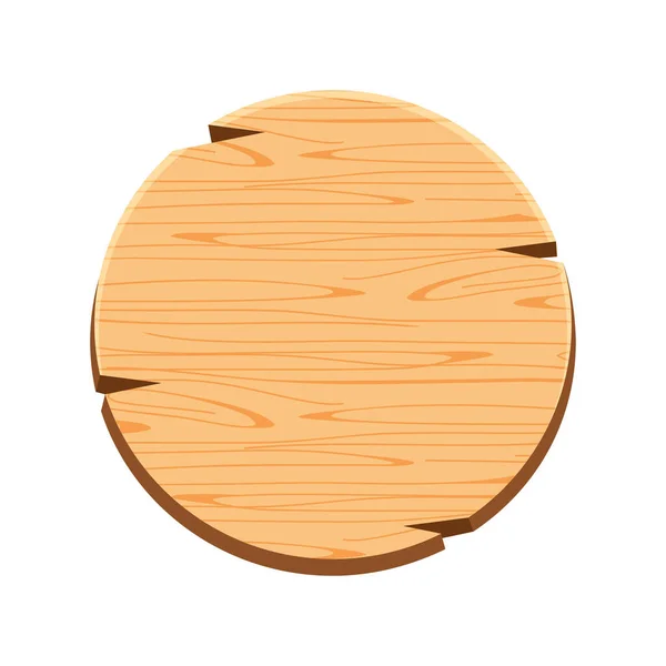 圆形木橡木标志隔离在白色上 圆形木标志古老 标志木板弯曲 圆形木板框卡通风格 木板褐色复古 空白木路标复制空间讯息文本 — 图库矢量图片