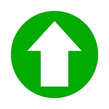 Beyaz üzerine izole edilmiş simge için beyaz daireyi işaret eden ok, düğme arayüzü uygulaması için oku yükselten daire, sıradaki ok işareti veya gönderme kavramı için indirme kavramı, yön için basit ok sembolü