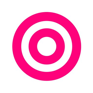 Beyaz üzerine izole edilmiş pembe yuvarlak sembol, hedef ok atmak için daire şeklinde pembe, ok atmak için hedef, ok atmak için hedef, başarının döngü noktası fikri, iş hedefinin işareti