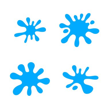 Beyaz arkaplanda su damlası seti, element logosu ve simgesi için su sıçratma, su damlası basit düz grafik tasarımı, Tayland songkran festivali için su damlası sembolü