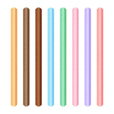 ahşap dikey yatay katman farklı pastel renkler beyaz zemin üzerinde izole edilmiş, ahşap slat direkler pastel renkler, ahşap dikey ahşap direkler, ahşap çatallar, kereste pastel pastel.