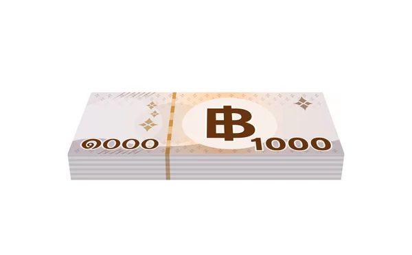 Pile Argent 1000 Baht Billets Banque Thai Pile Devises Type — Image vectorielle