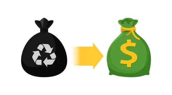 Symbol Müllsäcke Und Geldsäcke Symbol Für Sack Abfall Und Geldhandel — Stockvektor