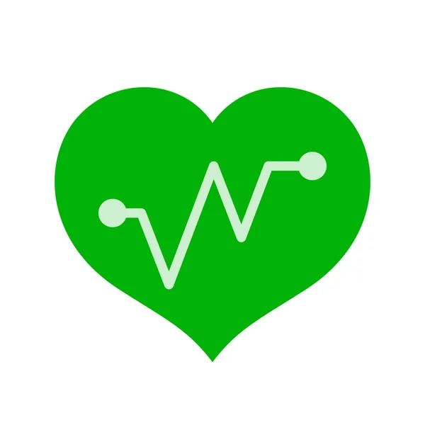 Green Hearts Shape Beat Pulse Line Isolated White Heart Wave — Stock Vector