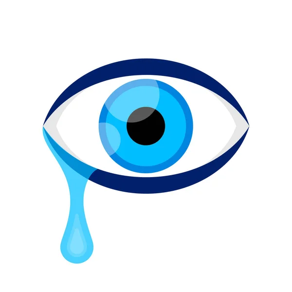 Ögon Blå Och Tårar Gråta Grafiskt Isolerad Vitt Ögon Ser — Stock vektor