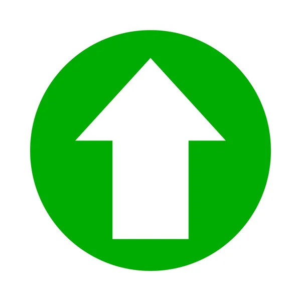 箭头指向白色圆形绿色图标平面隔离在白色上 箭头指向上箭头指向按钮接口应用程序 箭头指向下一个或下载上传概念 箭头指向简单符号 — 图库矢量图片