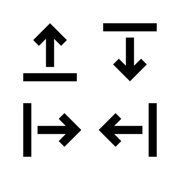 Pijl Wijst Richting Knop Geïsoleerd Wit Eenvoudige Pijl Voor Pictogram — Stockvector