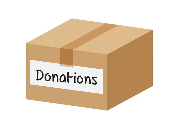 Donatie Doos Gesloten Geïsoleerd Witte Achtergrond Gesloten Doos Voor Donaties — Stockvector