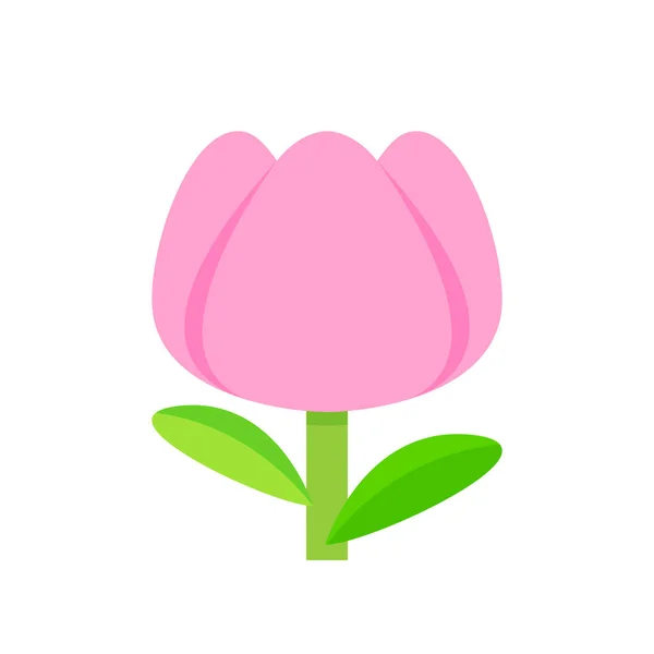 Квітка Тюльпанів Рожева Проста Ізольована Білому Тлі Тюльпани Рожевий Мультфільм — стоковий вектор