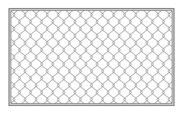 Metallzaun Maschendraht Isoliert Auf Weißem Hintergrund Netzzaun Silber Stahl Gitter — Stockvektor