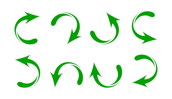 箭头图形绿色孤立在白色背景上 弧形箭头绿色现代 图标箭头符号 夹艺术箭头绿色圆形 — 图库矢量图片