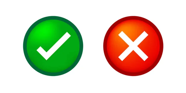 Cochez Confirmez Refusez Bouton Icône Cercle Pour Symbole Applications Sites — Image vectorielle