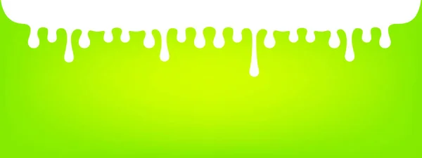 Gocce Latte Che Scorrono Sul Banner Sfondo Verde Brillante Copiare — Vettoriale Stock