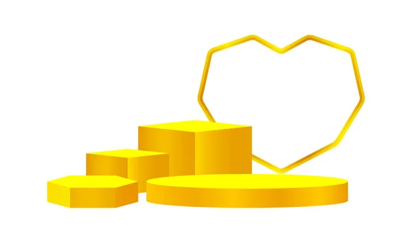 Pedestal Luxo Forma Ouro Coração Caixa Círculo Pedestal Ouro Para — Vetor de Stock