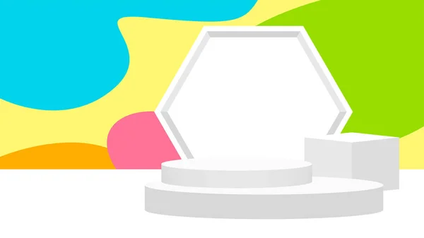 Premio Pedestal Gris Blanco Sobre Fondo Pastel Etapa Podio Para — Archivo Imágenes Vectoriales