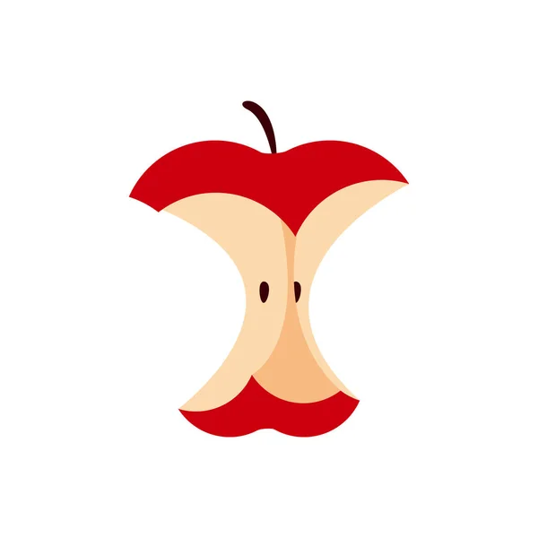 Ein Gegessen Apfel Einzeln Isoliert Auf Weißem Symbol Rotem Apfel — Stockvektor
