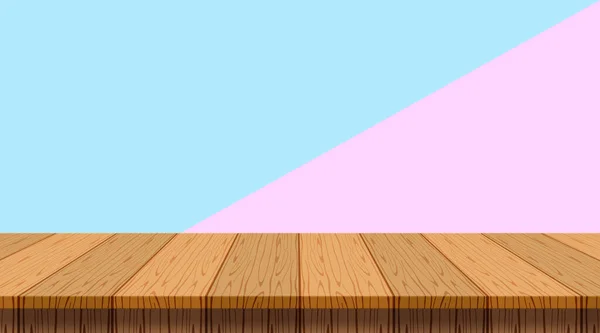 Deska Drewna Stołowego Fioletowym Niebieskim Pastelowym Tle Ściany Puste Drewniane — Wektor stockowy