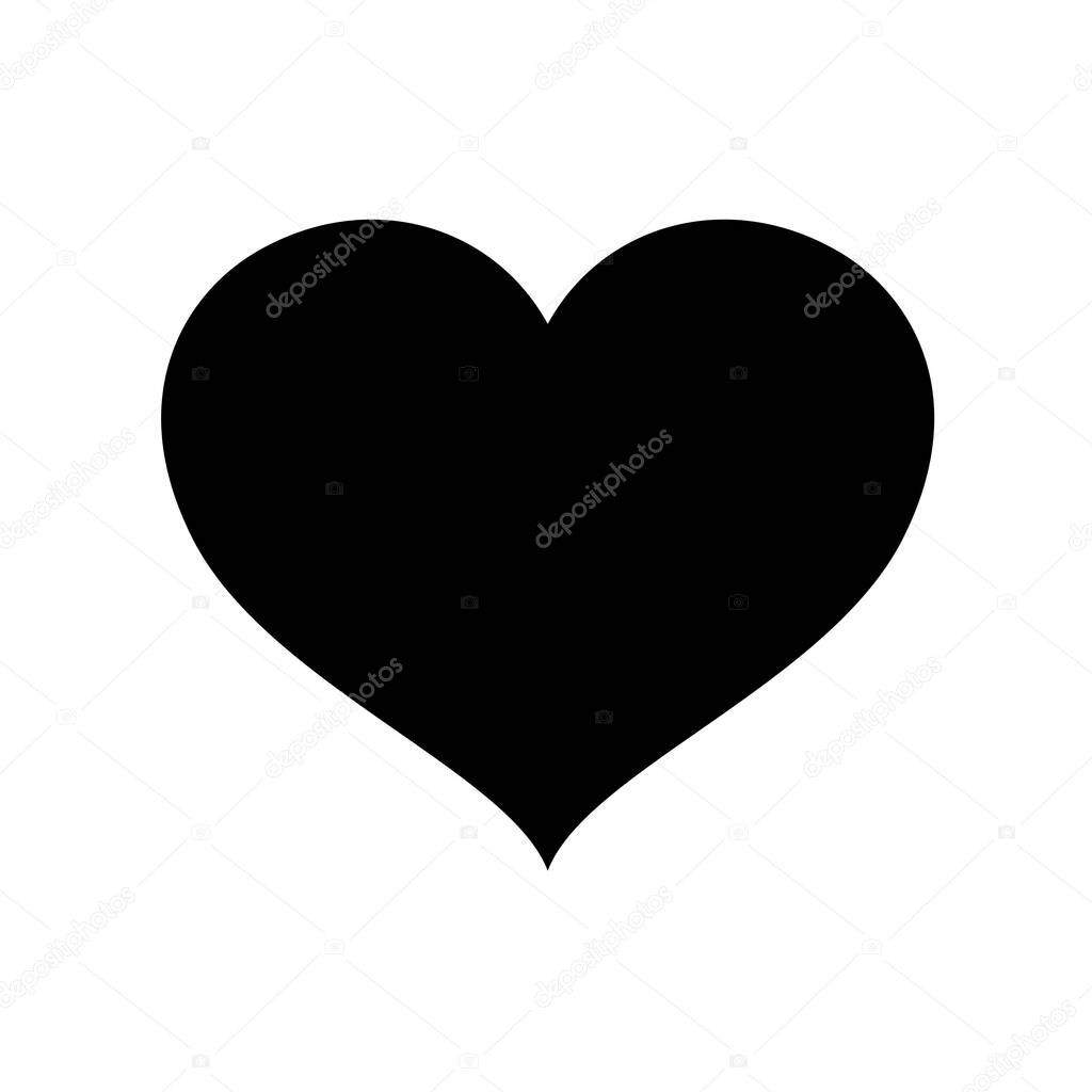 heart shape black isolated on white background, heart-shaped flat icon symbol, black heart shape for decoration valentine's card, heart shape for logo graphic design