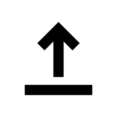 Yukarı bakan ok, indirme düğmesi beyaz üzerine izole, simge düz çizgi için basit ok, siyah ok yukarı yön, ok işareti sıradaki veya gönderme kavramı