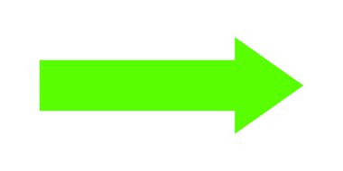 yeşil ok simgesi için parlayan renk beyaz, ok yeşili işaretçi yön için sağ sembol, navigasyon için basit ok, dijital gönderme simgesi için ok imleci