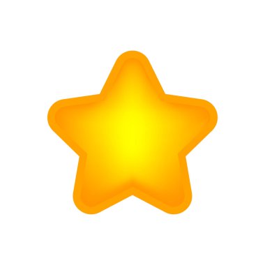 glowing star shape sign isolated on white, one star cute yellow gold color, bright 1 star icon for clip art for element graphic, illustration star simple shape for rating vote symbol clipart