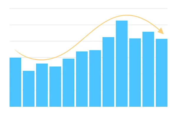 Barra Gráfico Negócios Azul Cor Seta Isoladas Fundo Branco Gráfico — Vetor de Stock