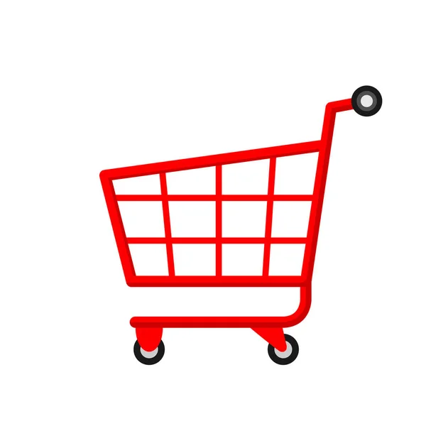 Carrello Rosso Icona Shopping Online Isolato Bianco Carrello Carrello Acquisti — Vettoriale Stock