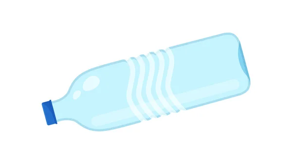 Gebruikte Fles Plastic Afval Geïsoleerd Witte Achtergrond Fles Water Drinken — Stockvector