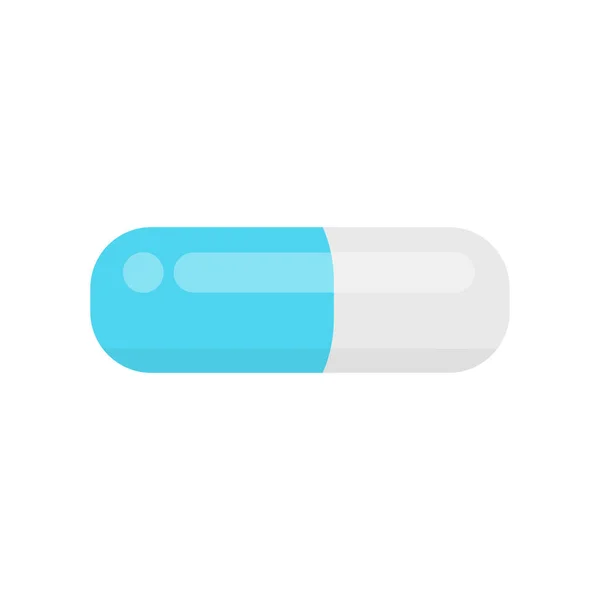 Een Capsule Drug Geïsoleerd Witte Achtergrond Pictogram Blauwe Capsule Single — Stockvector