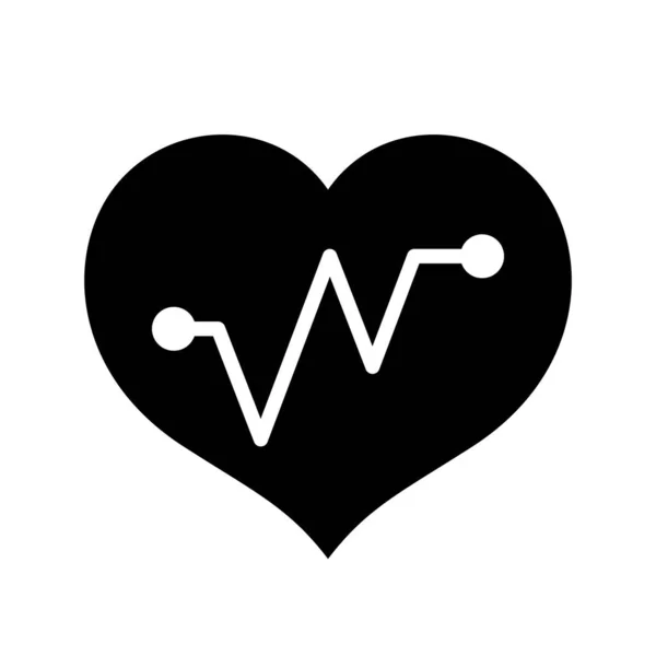 Hearts Shape Beat Pulse Line Isolated White Heart Wave Icon — Stock Vector