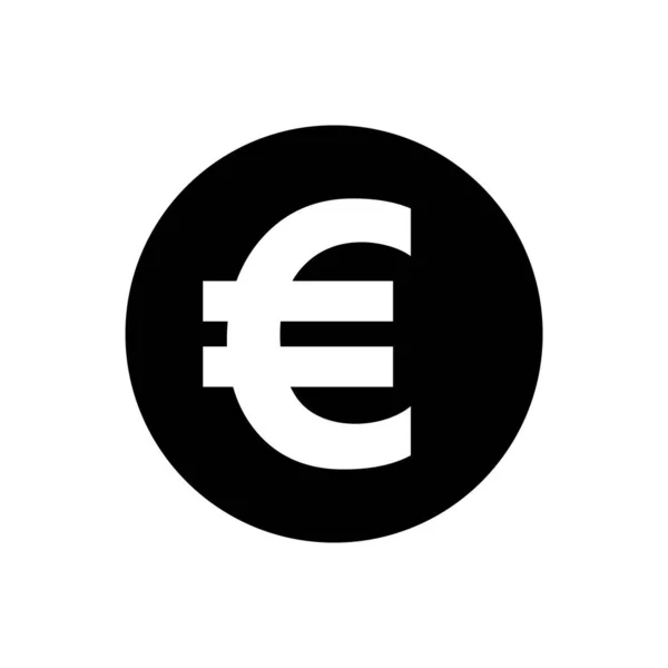 Euro Pénznem Érme Fekete Ikon Elszigetelt Fehér Euro Pénz App — Stock Vector