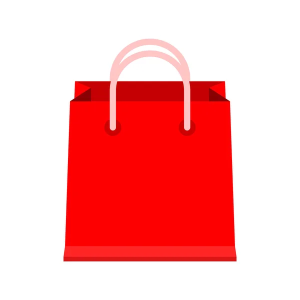 袋纸红色为图标隔离在白色 纸板红色手袋零售容器 夹艺术包装袋红色 纸袋空白 — 图库矢量图片