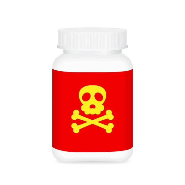 Trucizna Narkotykowa Niebezpieczna Butelka Odizolowana Białym Tle Butelka Medyczna Oznakowanie — Wektor stockowy