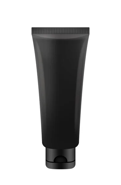 Пластикова Трубка Чорна Дизайну Косметичного Шаблону Реалістична Трубка Чорного Кольору — стоковий вектор