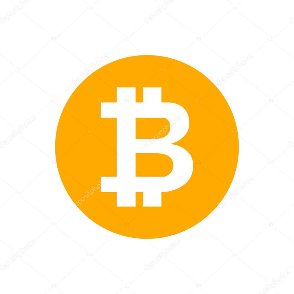 bitcoin currency coin orange for icon isolated on white, cryptocurrency bitcoin money for app symbol, simple flat bitcoin money, currency digital bitcoin coin for financial concept
