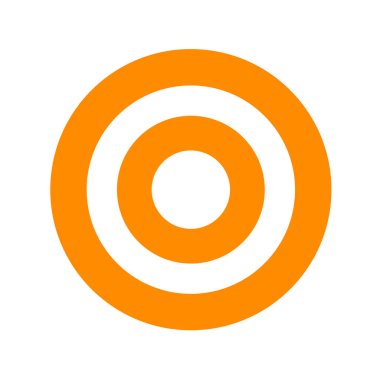 turuncu yuvarlak sembol beyaz üzerine izole edilmiş, hedef ok atmak için daire simgesi, ok atma sporu hedefi, başarı hedefinin çember noktası fikri, iş hedefi fikirlerinin işareti