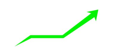 ok yeşili beyaz arkaplanda izole edilmiş simgeleri gösterir, grafik yeşil ok düz sembolü, klip sanatını gösteren yeşil ok, illüstrasyon ok logosu