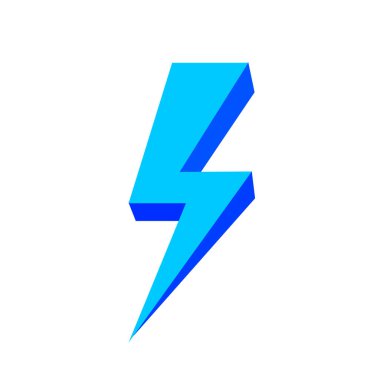 mavi gök gürültüsü simgesi beyaz arkaplanda izole edilmiş, gök gürültüsü sembolü mavi düz yerde, klipsli sanat gök gürültüsü, logo için 3d gök gürültüsü mavisi