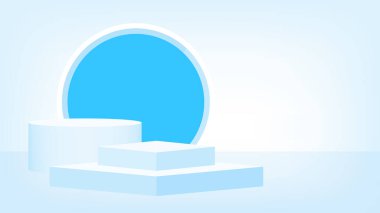 3d sahne kaidesi ödülü yumuşak mavi, podyum sahne gösterisi zafer şampiyonu pozisyonu için, kaide mavi pastel yumuşaklığı kozmetik ürün gösterisi için, daire modern ürün yeri veya sunumu için