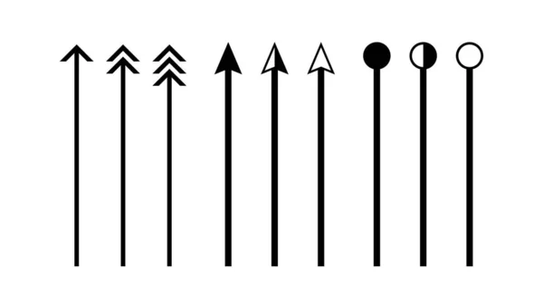 Flecha Vertical Conjunto Líneas Aisladas Blanco Líneas Flechas Indican Dimensión — Archivo Imágenes Vectoriales