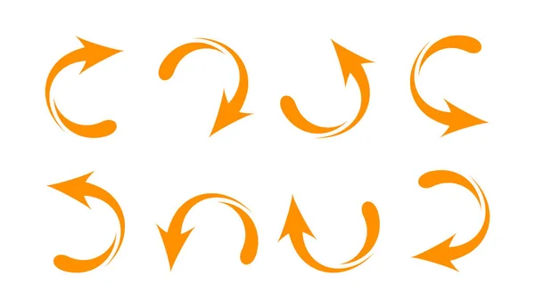 Flèches Couleur Orange Graphique Isolé Sur Fond Blanc Flèche Courbée — Image vectorielle