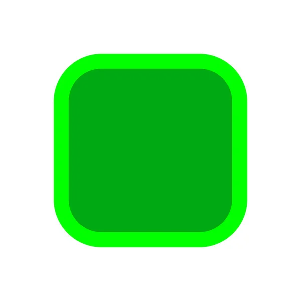 Düğme Kare Şekli Yeşil Düğme Oyunları Için Izole Yeşil Düğme — Stok Vektör
