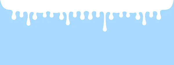 Σταγόνες Γάλακτος Που Ρέουν Banner Μπλε Παστέλ Μαλακό Λευκό Γάλα — Διανυσματικό Αρχείο