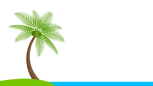 Cocotero Simple Costa Costera Palmera Coco Ilustración Palmera Pequeña Isla — Vector de stock